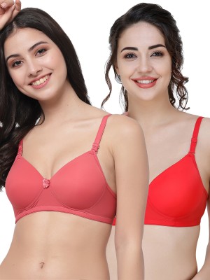 COLLEGE GIRL Hellopad ComboPO2 Women T-Shirt Lightly Padded Bra(Red, Red)