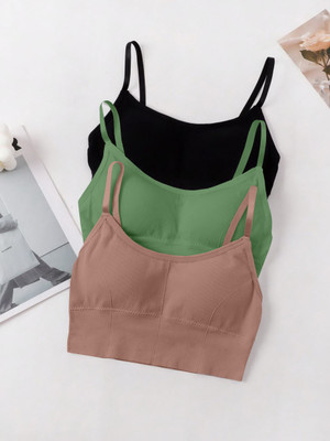 NAGARVEL CREATION 646-BLK-GREEN-PINK-03-34 Women Everyday Lightly Padded Bra(Black)