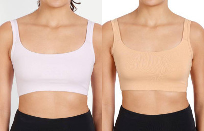 dilgona Women Sports Non Padded Bra(White, Beige)