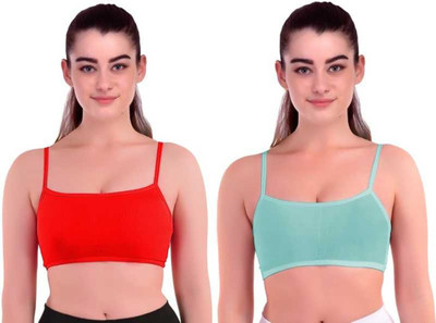 OSTIUM Women Bralette Lightly Padded Bra(Red, Green)