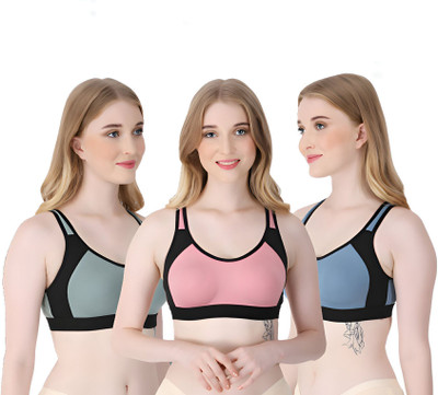 ASHMIRAS pack of 3 Women Stick-on Non Padded Bra(Pink, Blue, Green)
