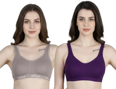 Vanila Women Sports Non Padded Bra (Pack of -1) Women Sports Non Padded Bra(Brown, Purple)