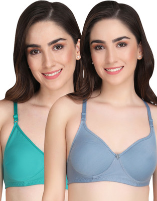 Liigne Women Full Coverage Lightly Padded Bra(Grey, Green)