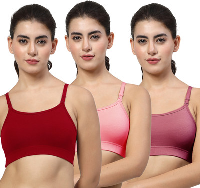 LILY stropsazil Women Sports Non Padded Bra(Maroon, Pink, Maroon)