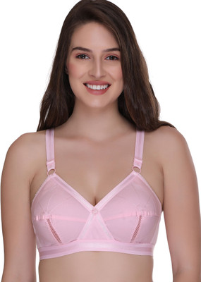 SONA by PERFECTO Women's Perfecto Cotton Full Coverage Plus Size Non-Padded Wirefree Everyday Bra Women Full Coverage Non Padded Bra(Pink)