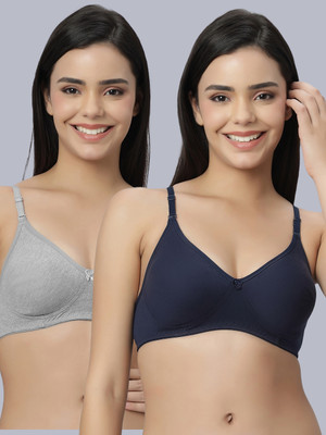 Eden EDEN101GREYNAVYBLUE Women T-Shirt Non Padded Bra(Grey, Blue)