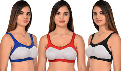 Yana Women Sports Non Padded Bra(Black, Red, Blue)