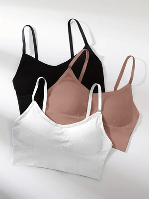 NAGARVEL CREATION 646-blk-pink-wht-03-FREE Women Everyday Lightly Padded Bra(Multicolor)