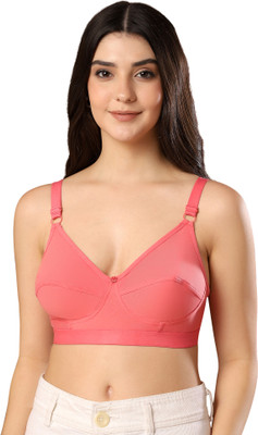 Paavki Women's PC Cotton Elastane Stretch Wire Free Non Padded Full Coverage Bra Women Bralette Non Padded Bra(Orange)
