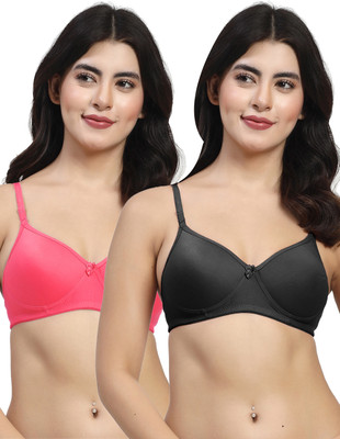 LILY maofcigamMino Women T-Shirt Heavily Padded Bra(Black, Red)