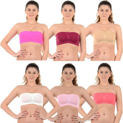 Texelllo Women Bandeau/Tube Non Padded Bra(Multicolor)