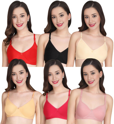 Liigne Women Everyday Padded Bra (Pack Of 6) for T-Shirt Saree Dress Sports Garment Women Full Coverage Lightly Padded Bra(Red)