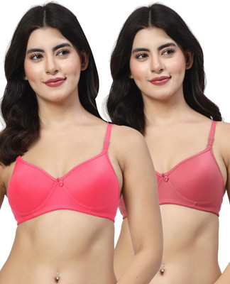 LILY maofcigam Women T-Shirt Heavily Padded Bra(Red, Maroon)