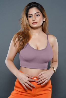 zoxen Women Cami Bra Lightly Padded Bra(Purple)