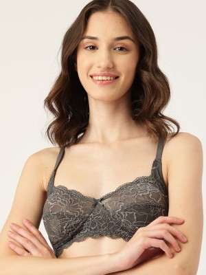 Dressberry DressBerry Floral Non Padded T-Shirt Lace Bra Women T-Shirt Non Padded Bra(Grey)