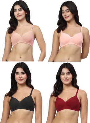 LILY Dapyklis Women T-Shirt Lightly Padded Bra(Pink, Pink, Black, Maroon)