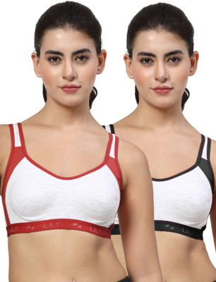LILY Strops999 Women Sports Non Padded Bra(Maroon, Black)