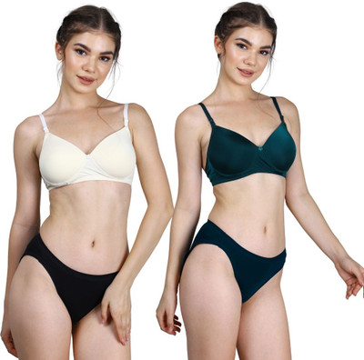 CARLTON LONDON Women Everyday Lightly Padded Bra(White, Dark Green)