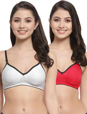 Docare M2Mino Women T-Shirt Non Padded Bra(White, Red)