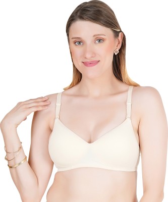 KOMLI Komli Medium Padded Full Coverage Polyamide Fabric T-Shirt Bra Women T-Shirt Lightly Padded Bra(Beige)