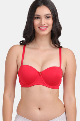 AMOUR SECRET Demi cup Underwired Pushup Bra Women Balconette Lightly Padded Bra(Red)