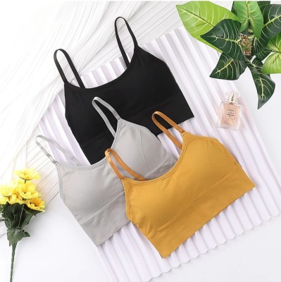 PTELRA Unique Design Women Everyday Lightly Padded Bra(Black, Grey, Yellow)