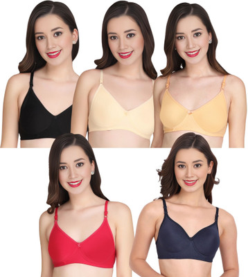 Liigne Women Everyday Padded Bra (Pack Of 5) for T-Shirt Saree Dress Sports Garment Women Full Coverage Lightly Padded Bra(Black)