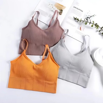 PTELRA Unique Design Women Everyday Lightly Padded Bra(Pink, Grey, Orange)