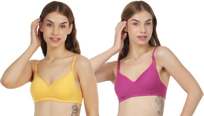 Velvawear Women Everyday Non Padded Bra(Yellow, Purple)