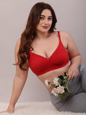 INKleider Non Padded Seamless Wirefree Mold Bra Women Full Coverage Non Padded Bra(Red)
