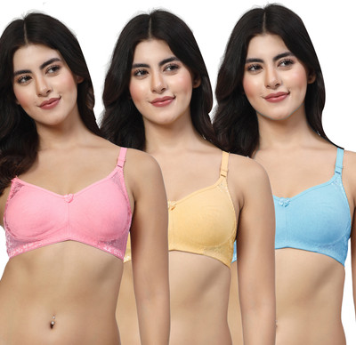 LILY inimad Women Bralette Non Padded Bra(Pink, Yellow, Blue)