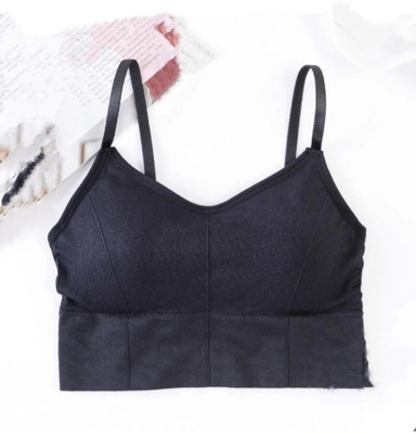 BRANKLY Women Cami Bra Lightly Padded Bra Women Cami Bra Lightly Padded Bra(Black)