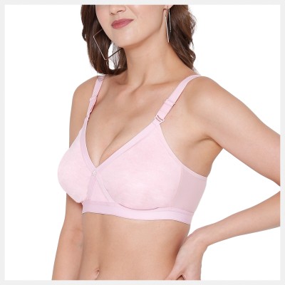 SOUMINIE Souminie Seamless Non Padded Cross-fit Minimiser T-Shirt Bra Women Minimizer Non Padded Bra(Pink)