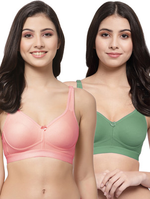 COLLEGE GIRL FullOn CG1215 T Shirt Plus Size Women Minimizer Lightly Padded Bra(Pink, Green)