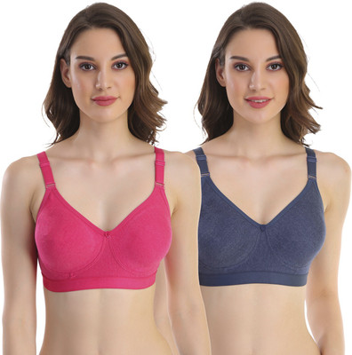 POOJA RAGENEE Double Layer Cotton Blend Women Full Coverage Non Padded Bra(Multicolor)