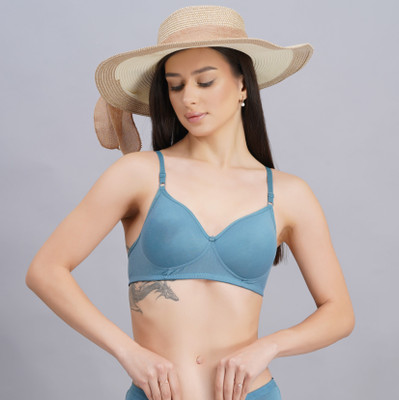 Preppo Women Girls Everyday Padded Push-Up Bra Women Push-up Lightly Padded Bra(Blue)