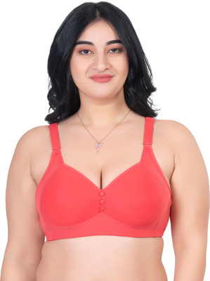 KOMLI Komli Medium Padded Minimiser Full Coverage Plus Size Bra - U Shaped Back Bra Women Minimizer Lightly Padded Bra(Red)