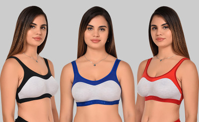 Yana Women Sports Non Padded Bra(Black, Red, Blue)