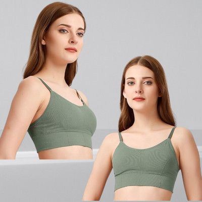 Fasion Trend 646 sports bra Women Sports Lightly Padded Bra(Green, Black)