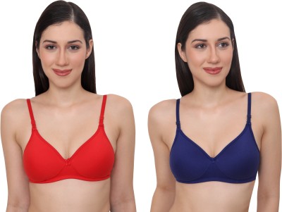 Glamoras Women Cage Bra Lightly Padded Bra(Blue, Red)