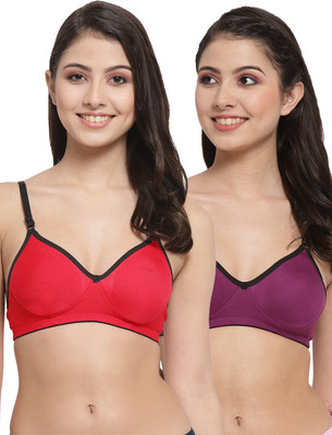 Docare M2Mino Women T-Shirt Non Padded Bra(Red, Purple)
