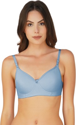 Arc de Shapes Arc de Shapes Women's Lightly Padded Cotton Blend with Adjustable Strasps Women T-Shirt Lightly Padded Bra(Blue)