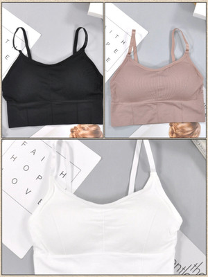 MAHEK CREATIVE Women T-Shirt Lightly Padded Bra(Black, Brown, White)