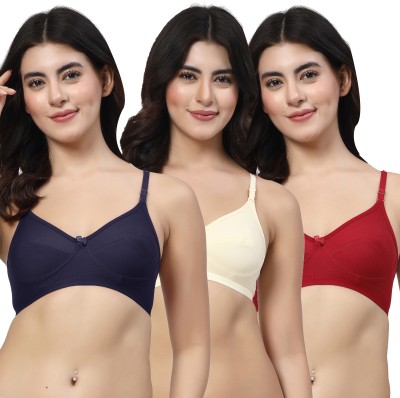 LILY Enimsaj Women Everyday Non Padded Bra(Blue, Beige, Maroon)