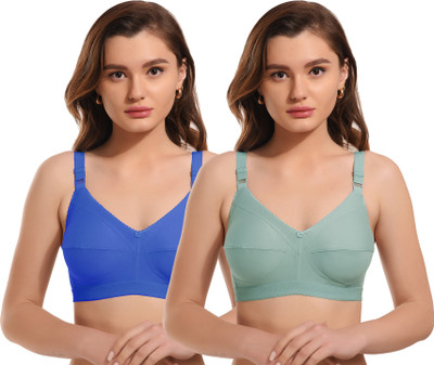 elina Women Minimizer Non Padded Bra(Blue, Light Green)