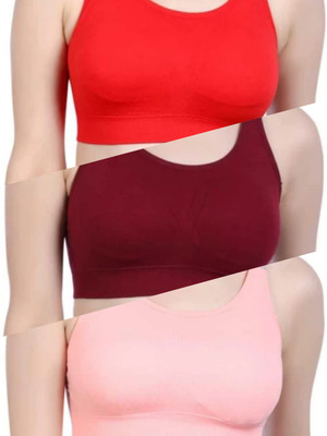 ZORWERN WOMEN CAMI LIGHT PADDED BRA Women Cami Bra Lightly Padded Bra(Red, Maroon, Pink)
