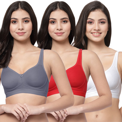 COLLEGE GIRL CG1215 Women Full Coverage Lightly Padded Bra(Grey, Red, White)