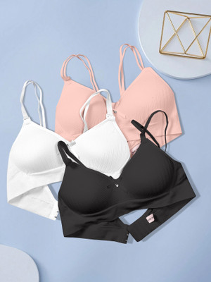 NAGARVEL CREATION 11/309-PNK/WHT/BLK-P03-32 Women Push-up Lightly Padded Bra(Multicolor)
