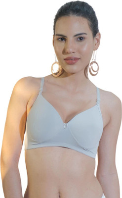 BODYSIZE Fashion Women T-Shirt Lightly Padded Bra(Grey)