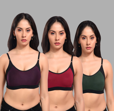 lufiya mina Women Sports Non Padded Bra(Dark Green, Red, Purple)